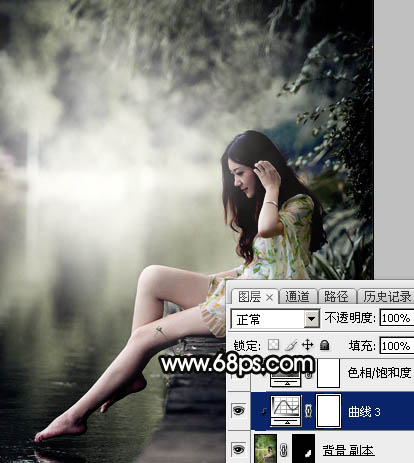 Photoshop为湖景人物图片打造唯美的中性黄褐色效果教程