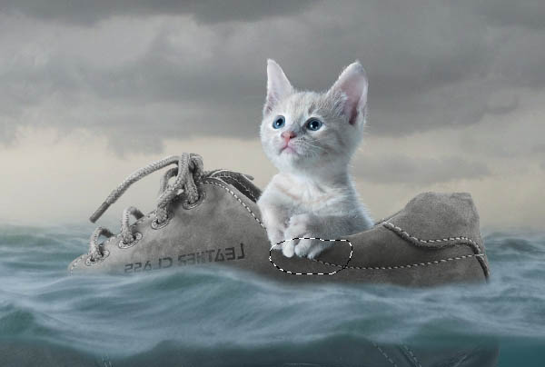 PS合成制作乘鞋在大海上漂流的小猫