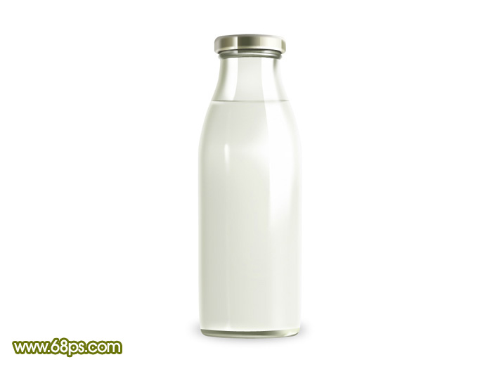 Photoshop制作一个逼真精致的牛奶瓶子”