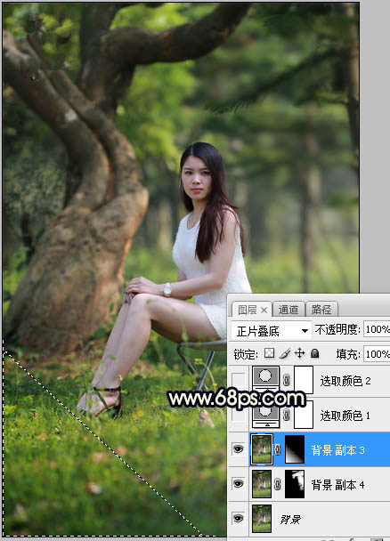 Photoshop调制出唯美的深秋暗黄色树林人物图片