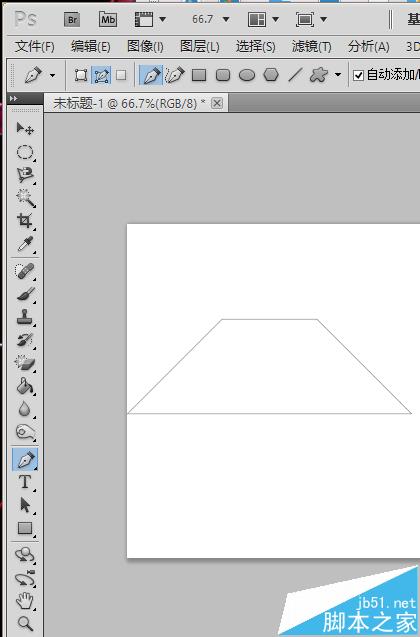 ps中怎么用钢笔工具绘制等腰梯形?