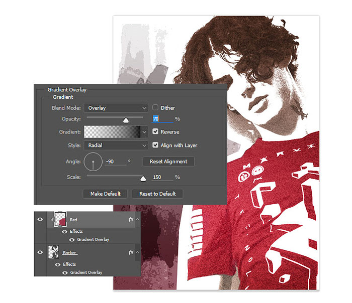 Photoshop制作颓废喷溅纹理摇滚乐手海报
