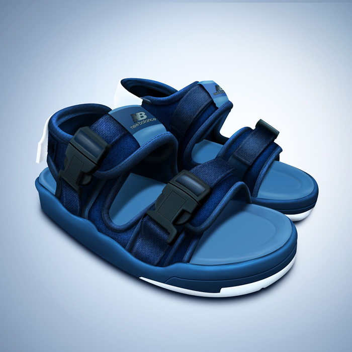 Photoshop设计制作一双深蓝色儿童沙滩凉鞋”