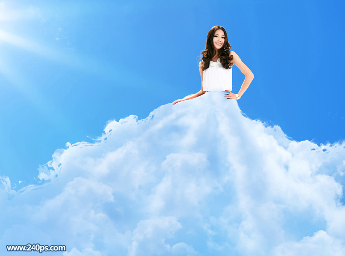 Photoshop将美女图片打造非常梦幻的云彩裙子”