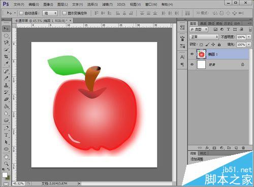 photoshop怎么绘制一个漂亮的卡通苹果?