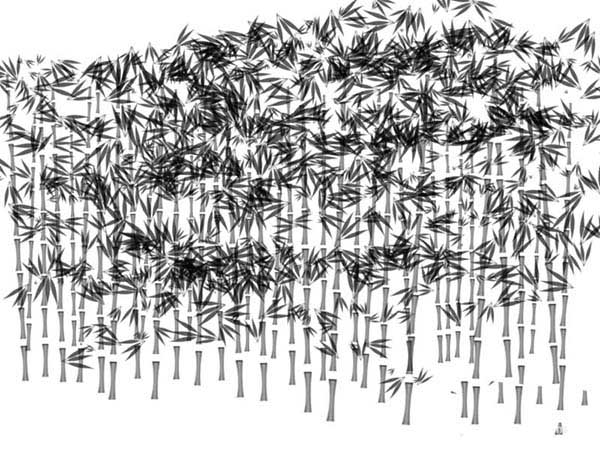 ps怎么怎么绘制一幅竹林的铅笔画效果?
