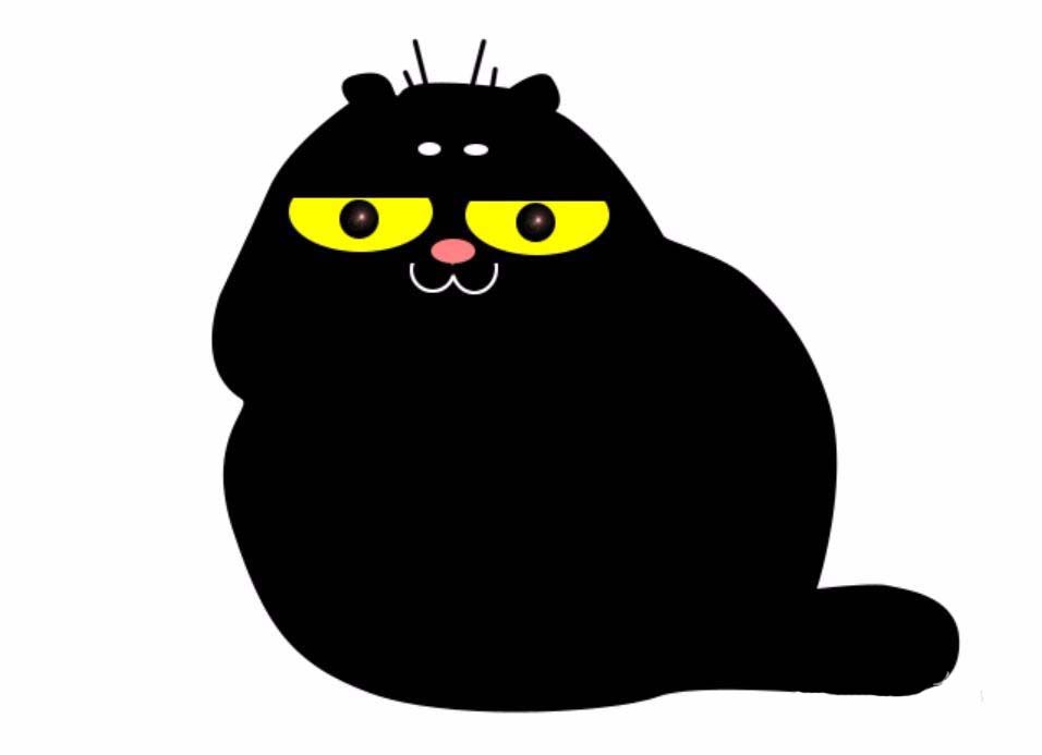 PS怎么画一个原地蹲着的大黑猫?