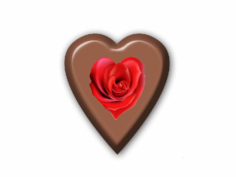 ps怎么制作带有玫瑰图案的心形巧克力?