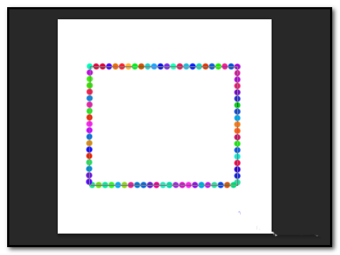 PS怎么用彩色圆球做正方形描边?