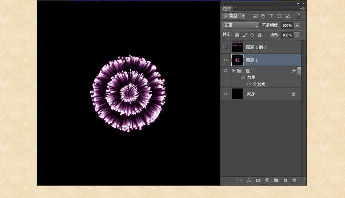 ps利用滤镜制作各种颜色的环形烟花图片 photoshop笔画烟花教程
