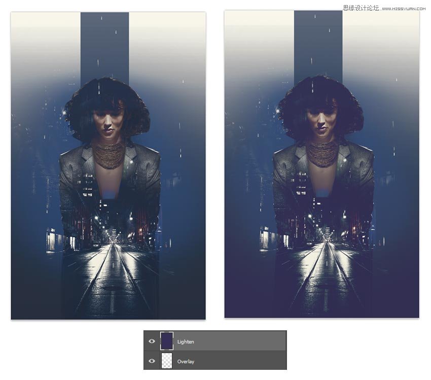 PS设计80年代复古的人物与城市夜景双重曝光效果教程