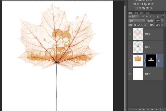 ps怎么制作叶雕画?Photoshop在枫叶上面绘制温馨的叶雕效果教程