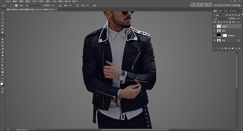 Photoshop把男模照片中的衣服转成创意线稿效果