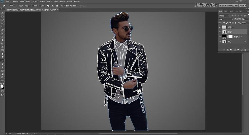 Photoshop把男模照片中的衣服转成创意线稿效果