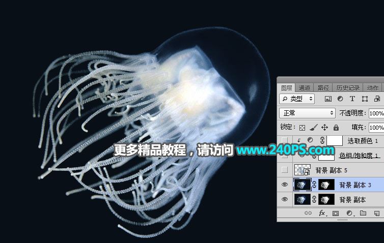 ps利用通道工具快速抠出透明的水母图片教程