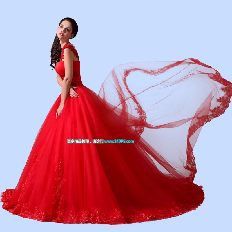 Photoshop如何快速完美抠出红色婚纱新娘照片”