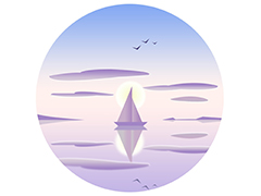 ps怎么手绘扁平化的海上明月帆船插画? ps小清新插画的设计思路