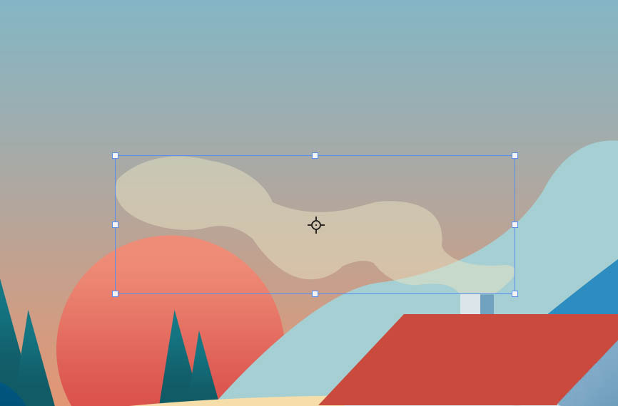 ps山村风景矢量图的画法