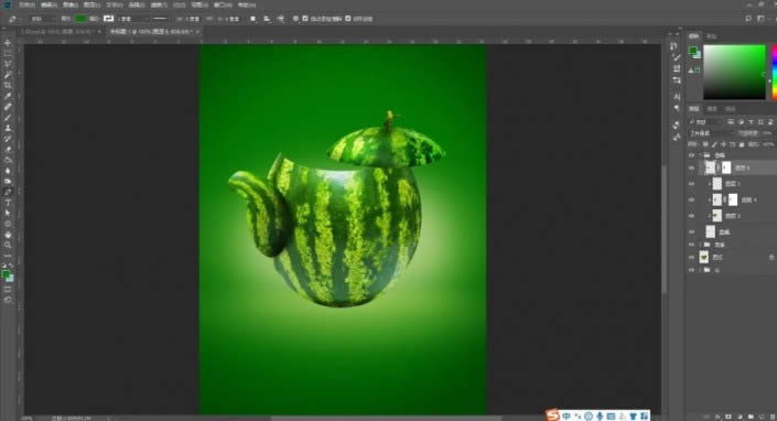 PS创意合成制作西瓜茶壶图解教程