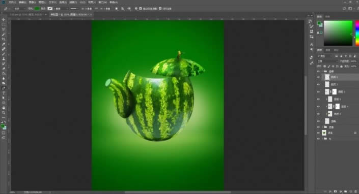 PS创意合成制作西瓜茶壶图解教程