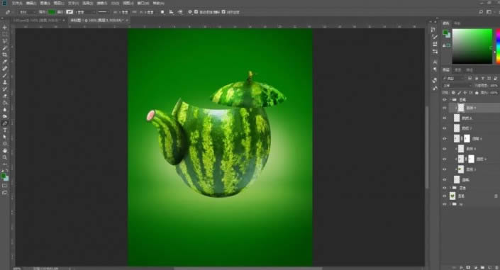 PS创意合成制作西瓜茶壶图解教程