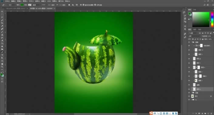 PS创意合成制作西瓜茶壶图解教程