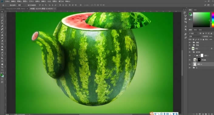 PS创意合成制作西瓜茶壶图解教程