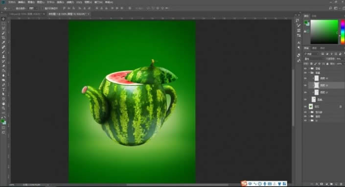 PS创意合成制作西瓜茶壶图解教程