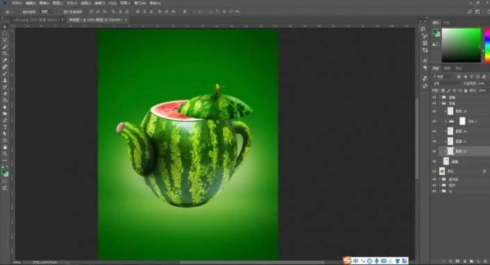 PS创意合成制作西瓜茶壶图解教程