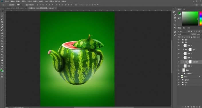 PS创意合成制作西瓜茶壶图解教程