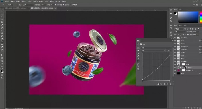 PS合成一张蓝莓果酱宣传海报美工教程