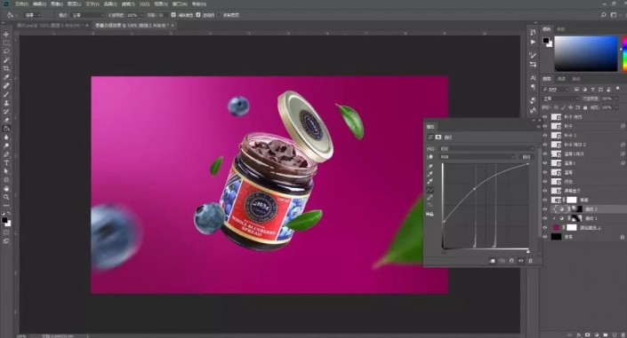 PS合成一张蓝莓果酱宣传海报美工教程