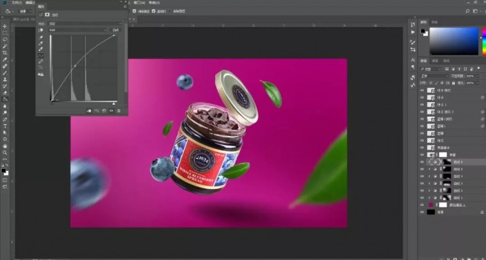 PS合成一张蓝莓果酱宣传海报美工教程