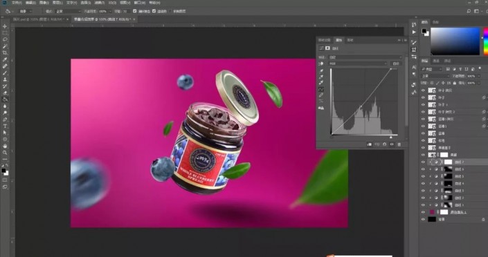 PS合成一张蓝莓果酱宣传海报美工教程