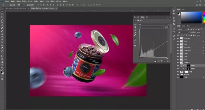 PS合成一张蓝莓果酱宣传海报美工教程