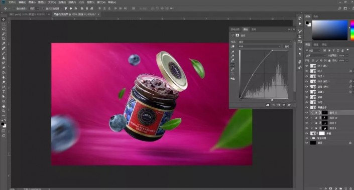 PS合成一张蓝莓果酱宣传海报美工教程