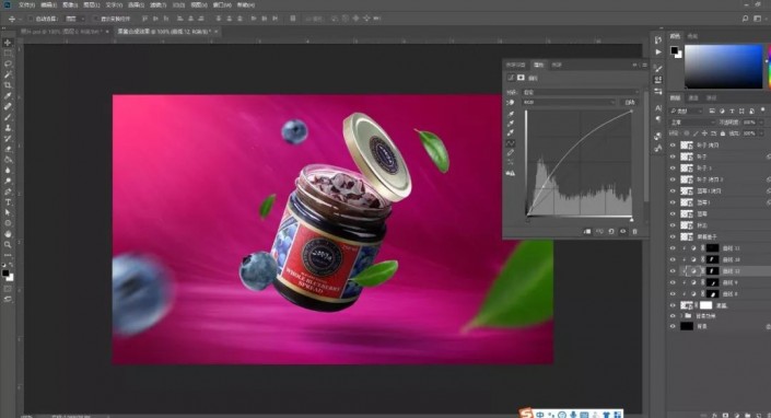 PS合成一张蓝莓果酱宣传海报美工教程