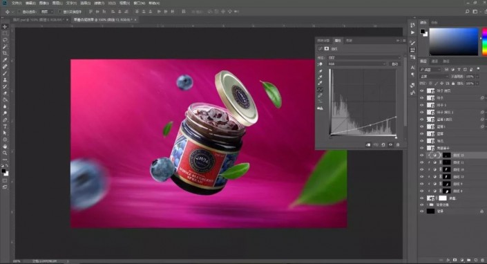 PS合成一张蓝莓果酱宣传海报美工教程