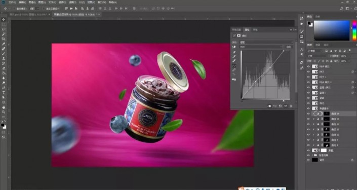 PS合成一张蓝莓果酱宣传海报美工教程