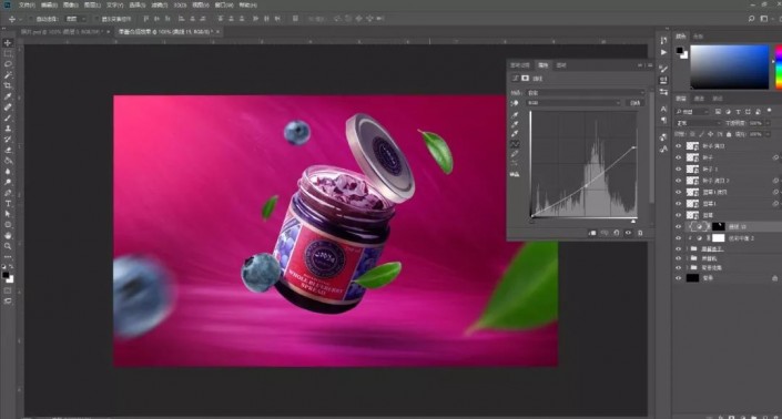 PS合成一张蓝莓果酱宣传海报美工教程