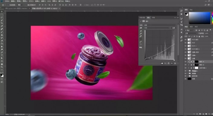 PS合成一张蓝莓果酱宣传海报美工教程