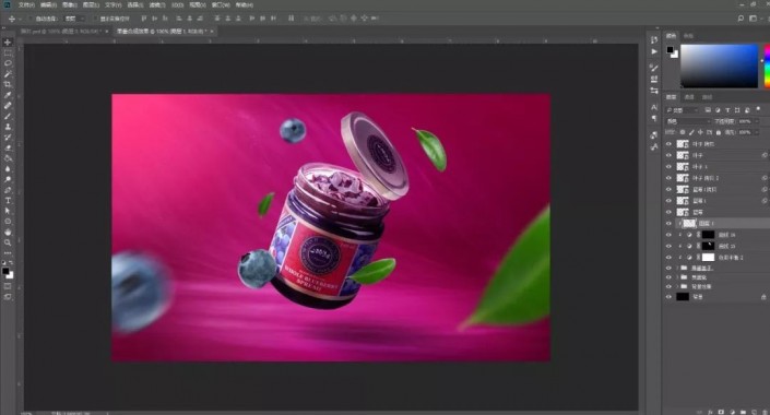 PS合成一张蓝莓果酱宣传海报美工教程