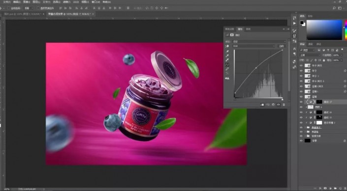 PS合成一张蓝莓果酱宣传海报美工教程