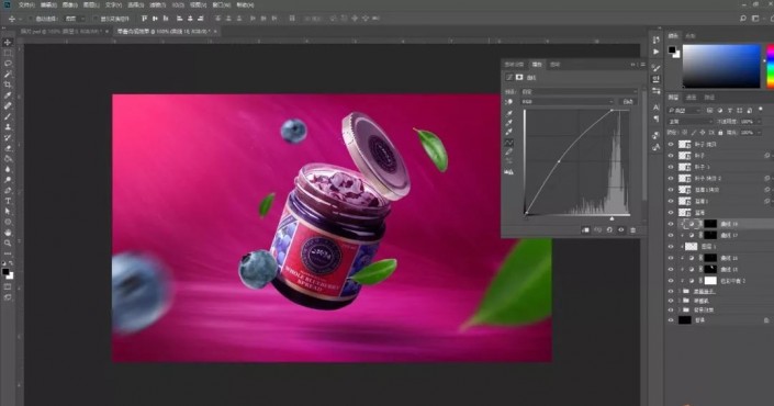 PS合成一张蓝莓果酱宣传海报美工教程