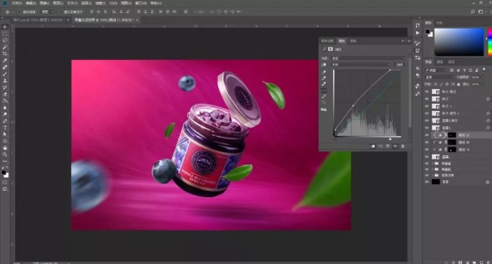 PS合成一张蓝莓果酱宣传海报美工教程
