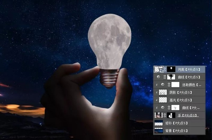 ps怎么做一个月亮出来 ps合成创意灯泡月亮图文教程