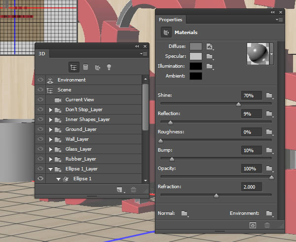 PS教程 如何使用3D功能制作橡胶和玻璃质感的3D立体字效呢