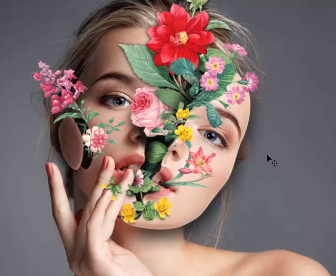 如何使用PS设计制作美女人像上面长满了鲜花的海报教程