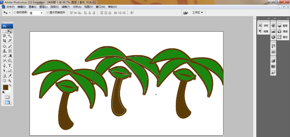 ps怎麼手繪椰子樹? ps卡通椰子樹的畫法