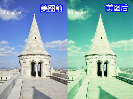 浪漫青色色调图片 用美图秀秀简单调出来